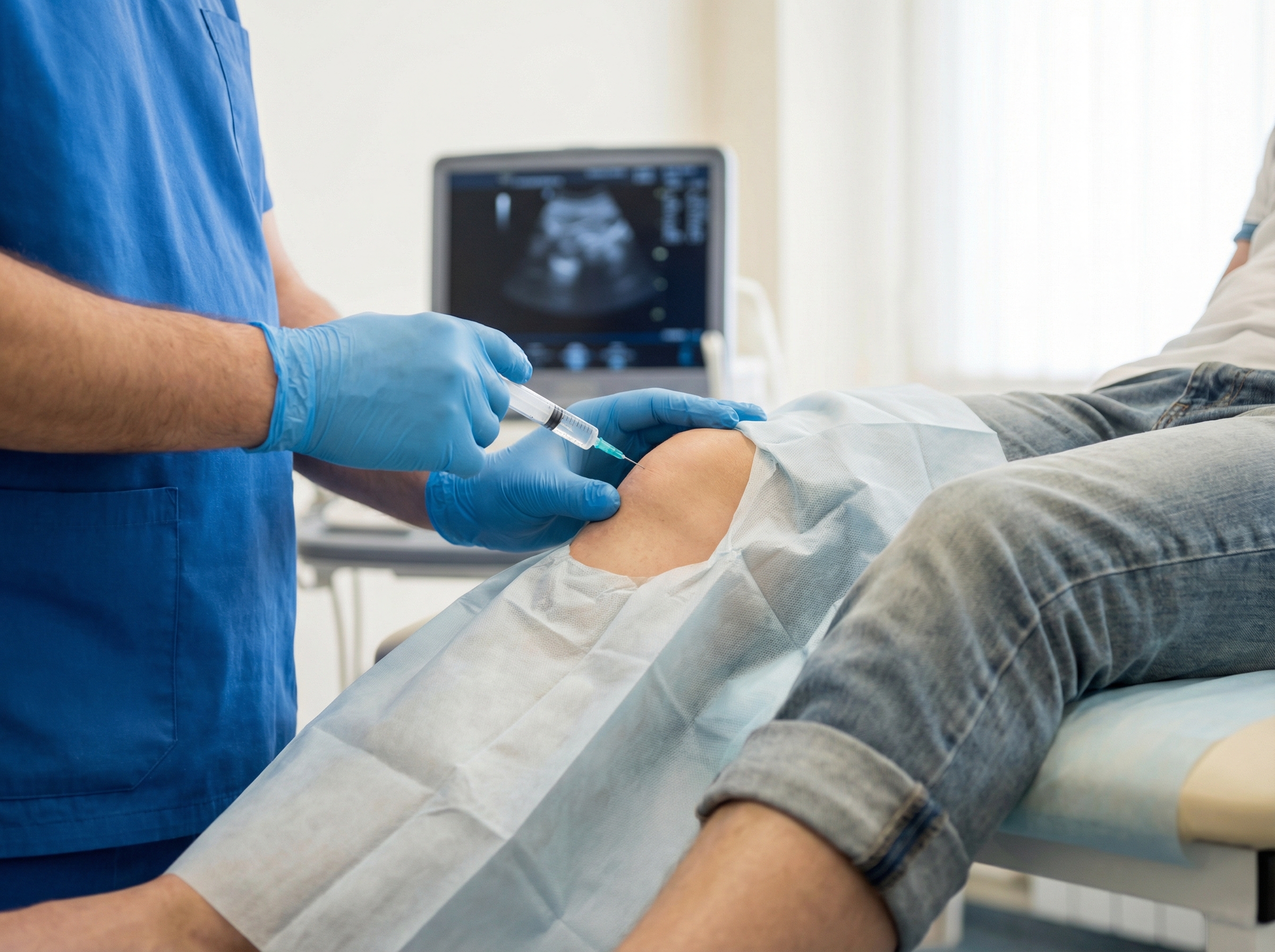 Precision shoulder injection procedure being performed