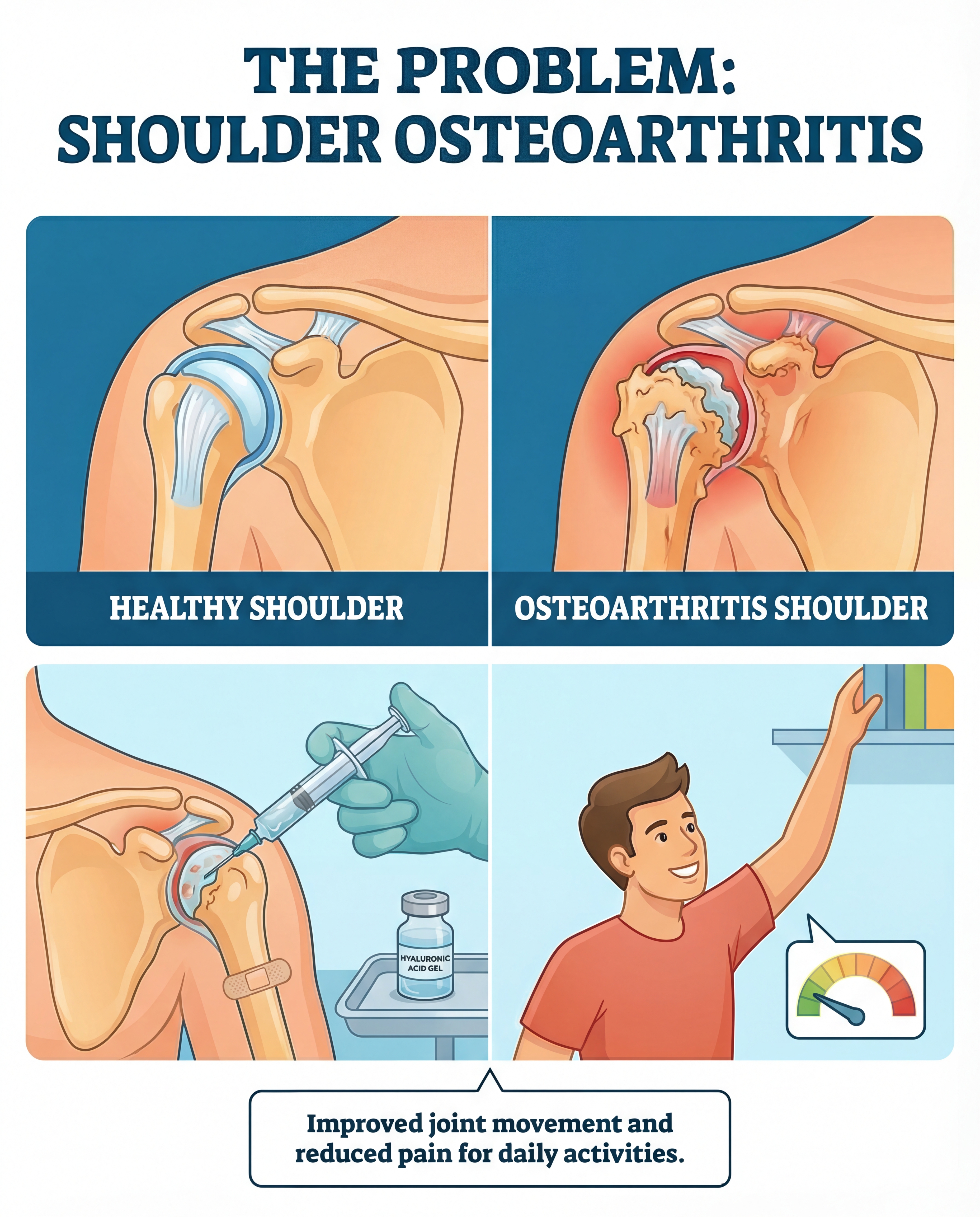 Shoulder osteoarthritis comparison showing joint degeneration